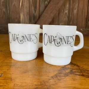 2 Termocrisa Jo Hanna's Capone's Milk Glass Mugs